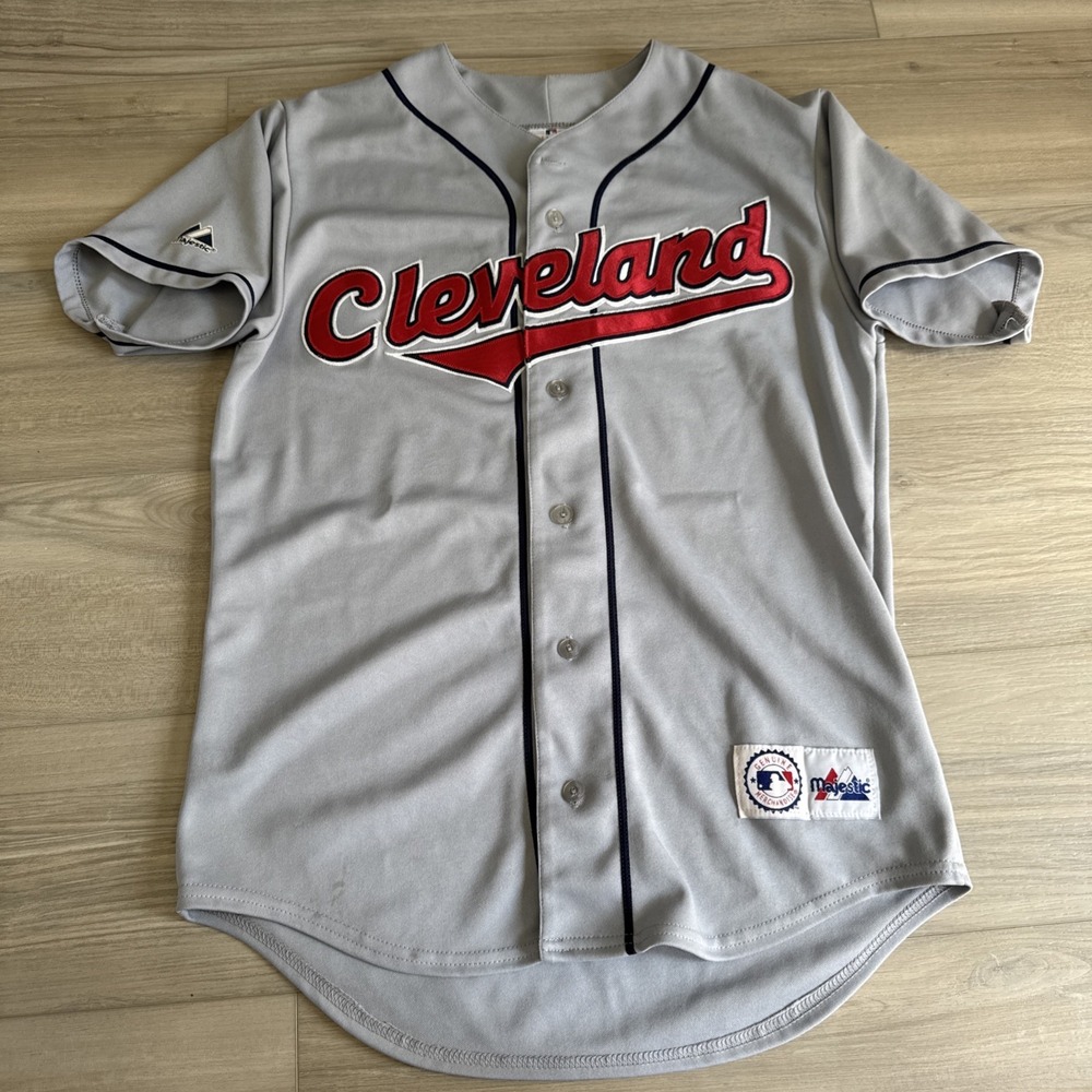 Majestic Cleveland Indians Jersey vtg‎ vintage grey jersey OG MLB baseball Small